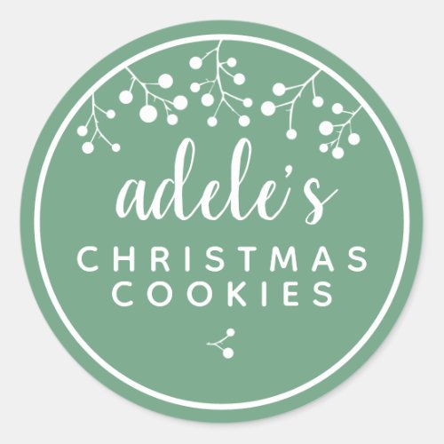 Christmas Cookies Personalized Green Classic Round Sticker