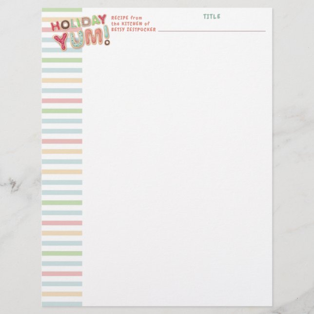Christmas cookies personalized recipe letterhead (Front)