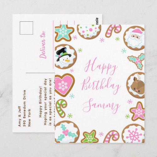 Christmas Cookies Pink and Green Happy Birthday