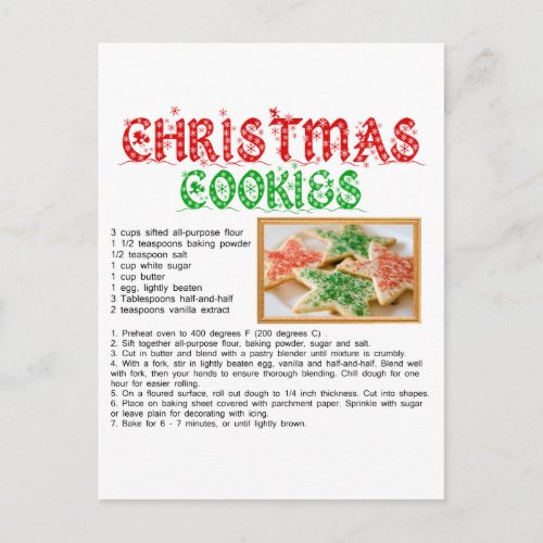 Christmas Cookies Recipe Holiday Postcard