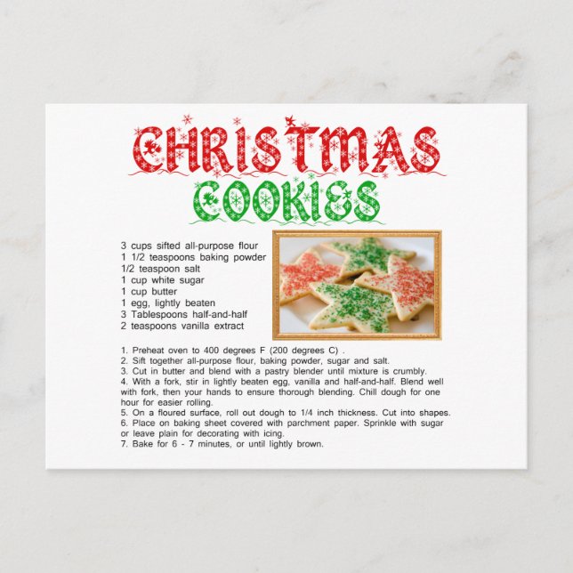 Christmas Cookies Recipe Postcard (Front)