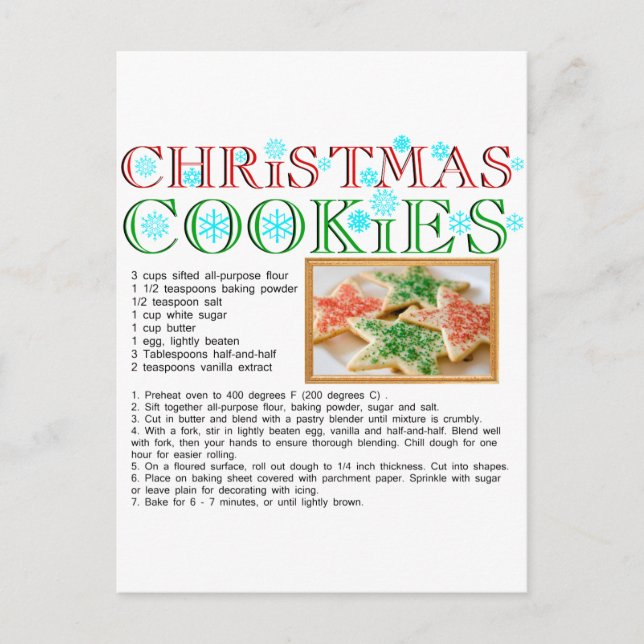 Christmas Cookies Recipe Postcard (Front)