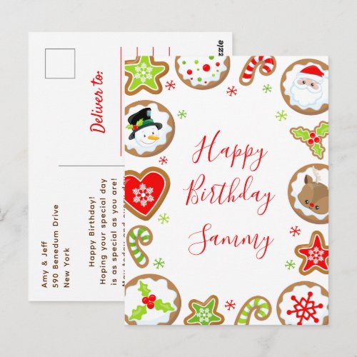 Christmas Cookies Red and Green Happy Birthday