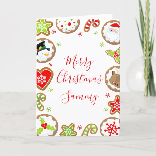 Christmas Cookies Red and Green Merry Christmas Holiday Card