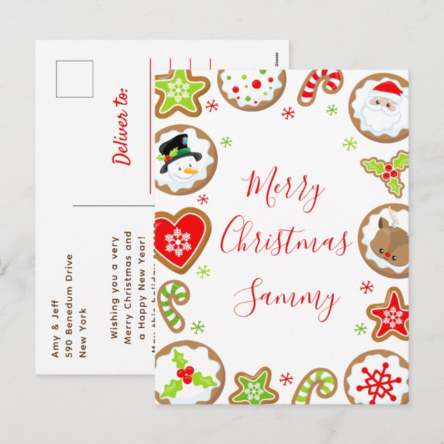 Christmas Cookies Red and Green Merry Christmas Holiday Postcard (Front/Back)