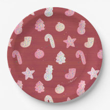 Christmas Cookies Red Paper Plate