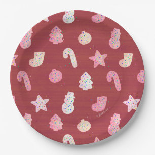 Christmas Cookies Red Paper Plate