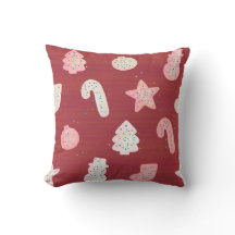 Christmas Cookies Red Throw Pillow