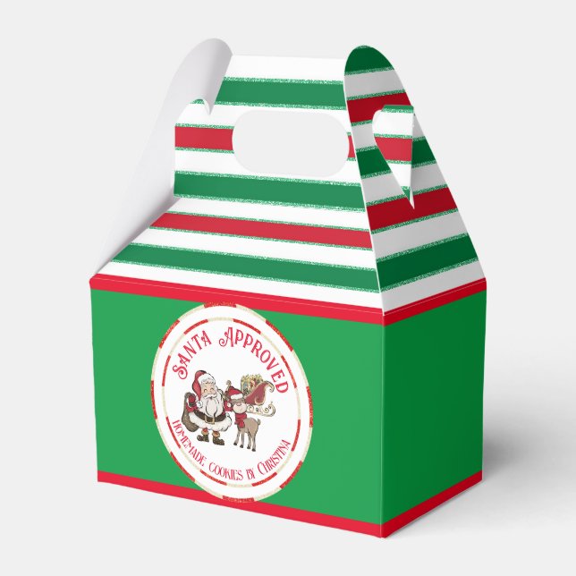 Christmas Cookies Santa Approved Red and Green Favor Boxes (Front Side)