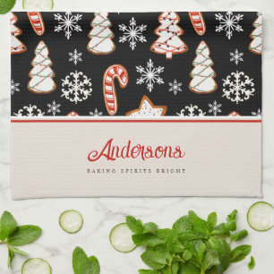 Christmas Cookies Snowflakes Monogram Kitchen Towel