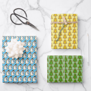 Christmas Cookies Snowman Bell Tree Holiday Baking Wrapping Paper Sheets