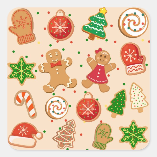   Christmas Cookies Square Sticker (Front)