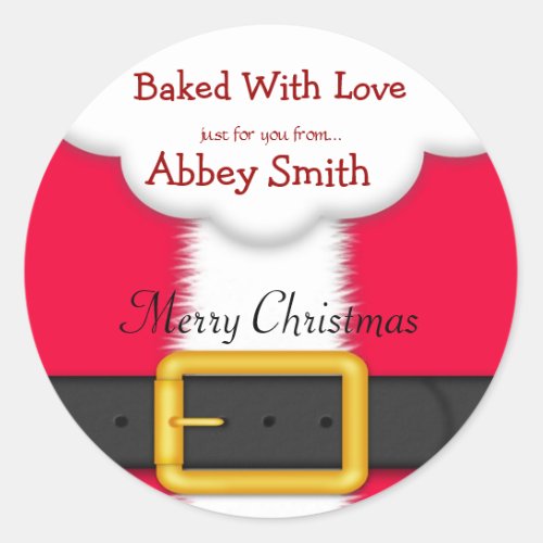 Christmas Cookies Treats Round Santa Stickers