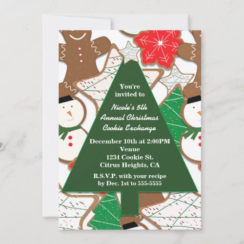 Christmas Cookies  Tree Holiday Party Invitations