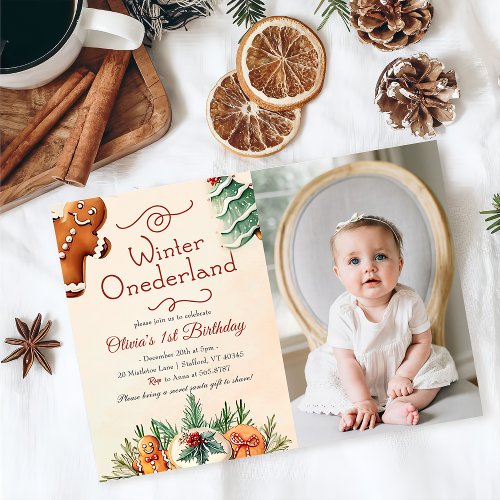 Christmas Cookies Winter Onederland Birthday Photo Invitation