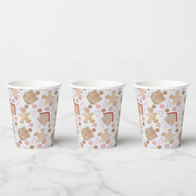 Christmas Cookies with Blue Stripe Paper Cups (Multi)