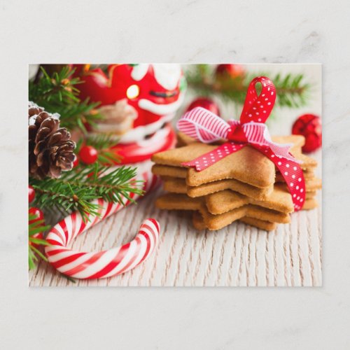 Christmas cookies with festive decoration holiday postcard