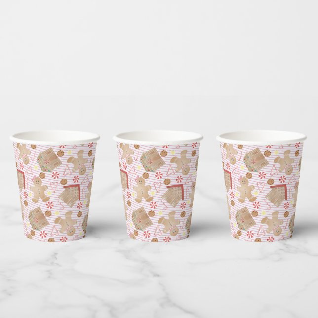 Christmas Cookies with Pink Stripe Paper Cups (Multi)