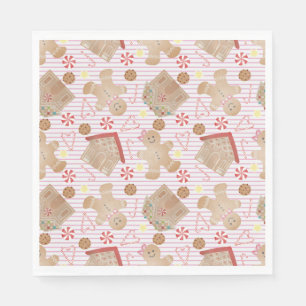 Christmas Cookies with Pink Stripe Paper Napkin