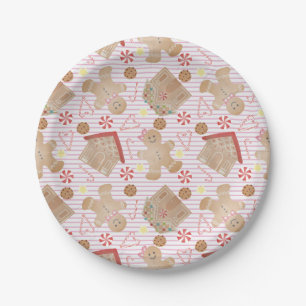 Christmas Cookies with Pink Stripe Paper Plates