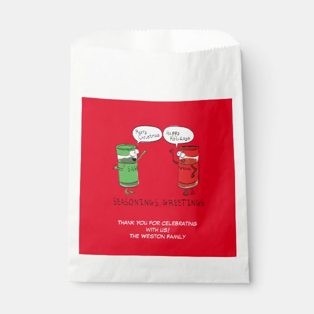 Christmas Cooking Funny Chef Spices Favor Bag (Front)