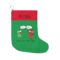 Funny Christmas Cartoon Cooking Spices Large Christmas Stocking, Zazzle