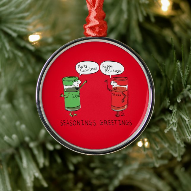 Christmas Cooking Funny Chef Spices Metal Ornament (Tree)