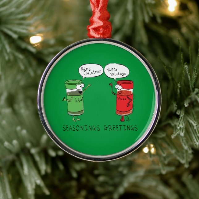 Christmas Cooking Funny Chef Spices Metal Ornament (Tree)