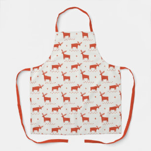 Christmas Cooking Kitchen Red Reindeer Holiday Apron