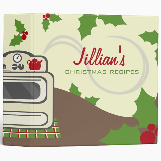 Christmas Cooking Recipe Binder - Retro Kitchen (Front/Spine)
