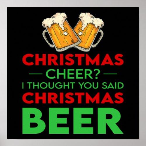 Christmas Cool Beer Drinking Winter Holiday Gift Poster