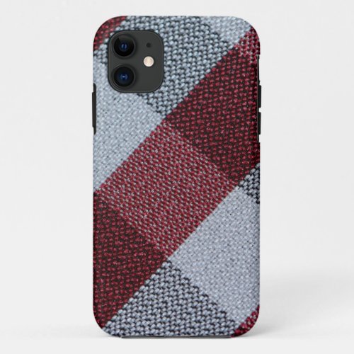Christmas Cool Red Buffalo Plaid Pattern With Grey iPhone 11 Case