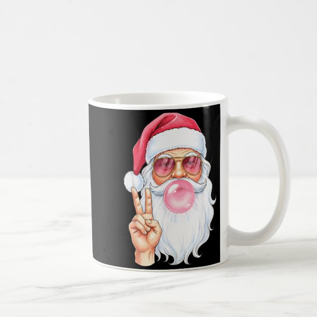 Christmas Cool Santa Bubble Gum Peace Sign Retro S Coffee Mug (Right)