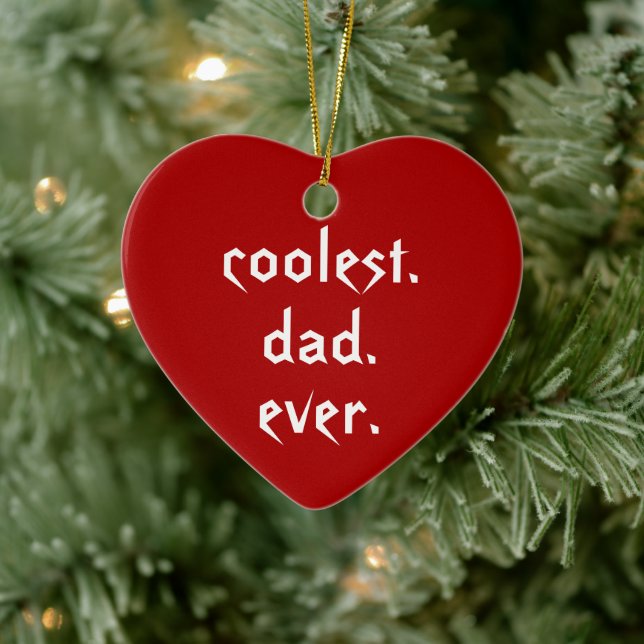 Christmas Coolest Dad Ever Red Father Ceramic Ornament (Tree)