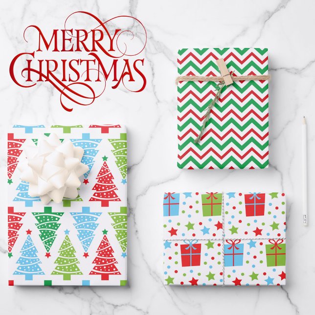 Christmas Coordinates in Red and Green 3 Fun Wrapping Paper Sheets (Creator Uploaded)