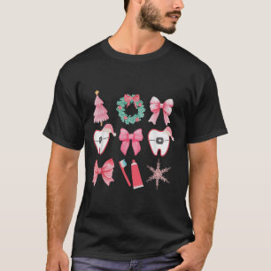 Christmas Coquette Bow Orthodontic Dental Dental C T-Shirt