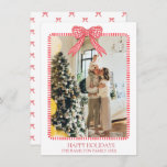 Christmas Coquette Bow Photo Grandmillennial Holiday Card