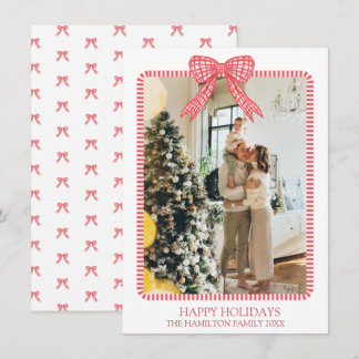 Christmas Coquette Bow Photo Grandmillennial Holiday Card