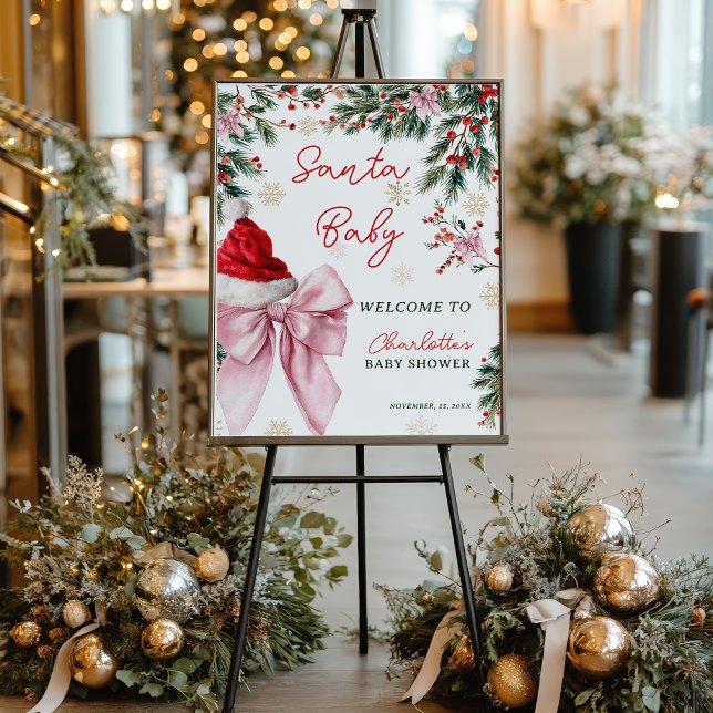 Christmas Coquette Bow Santa Baby Shower Welcome Foam Board (Christmas Coquette Bow Santa Baby Shower Welcome Foam Board)