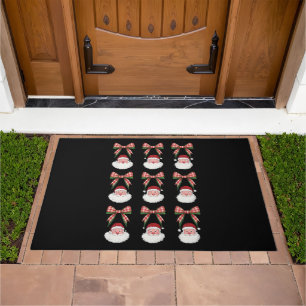 Christmas Coquette Bow Santa Vintage Xmas Retro Doormat