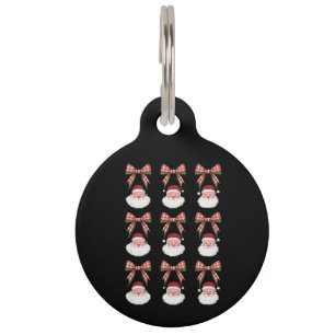 Christmas Coquette Bow Santa Vintage Xmas Retro Pet ID Tag