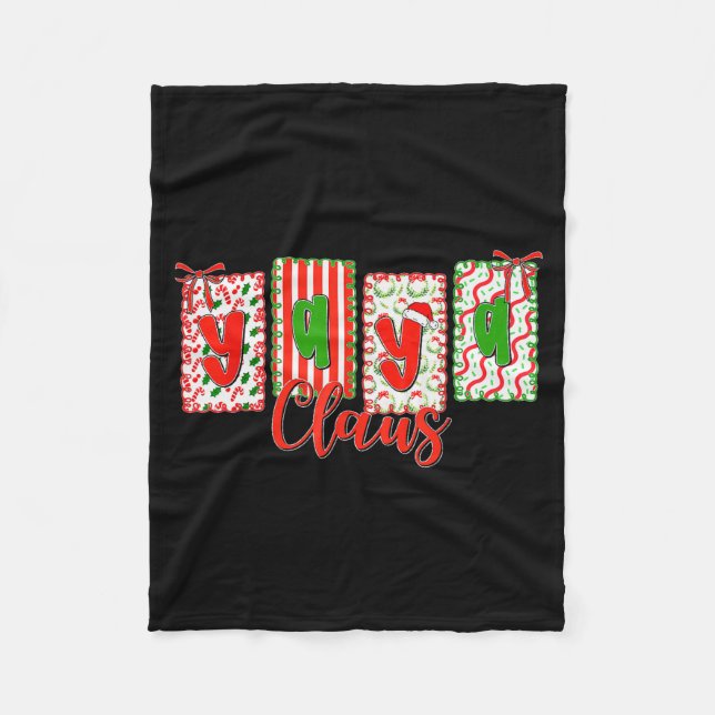 Christmas Coquette Bow Yaya Claus Xmas Family Matc Fleece Blanket (Front)