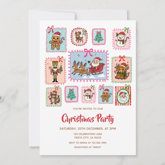 Christmas Coquette Frame Christmas Party Invitation (Front)
