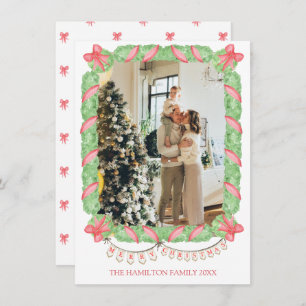 Christmas Coquette Garland Photo Grandmillennial Holiday Card