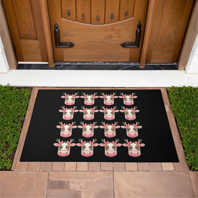 Christmas Coquette Highland Cow Western Xmas  Doormat (Outdoor)