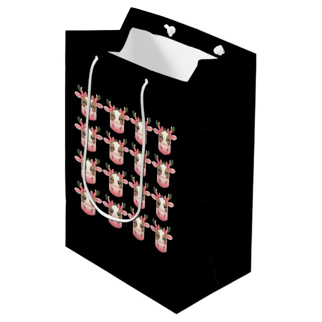 Christmas Coquette Highland Cow Western Xmas  Medium Gift Bag (Front Angled)