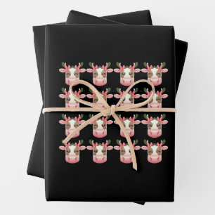 Christmas Coquette Highland Cow Western Xmas Wrapping Paper Sheets