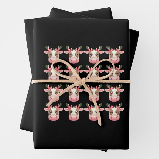 Christmas Coquette Highland Cow Western Xmas  Wrapping Paper Sheets (In situ)