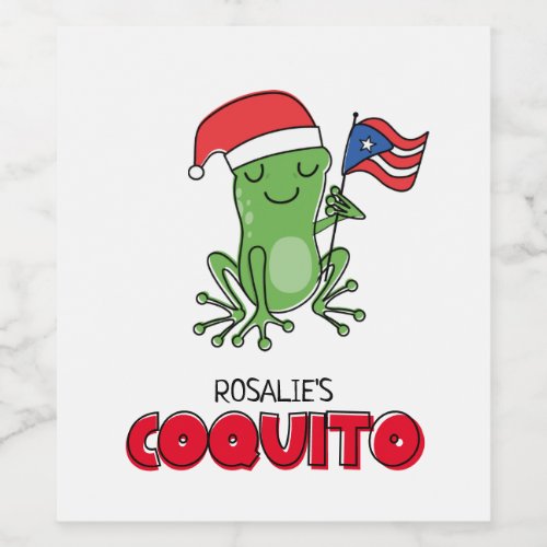 Christmas Coquito Frog  Wine Label