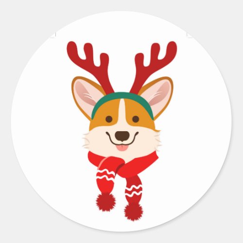 Christmas Corgi Classic Round Sticker